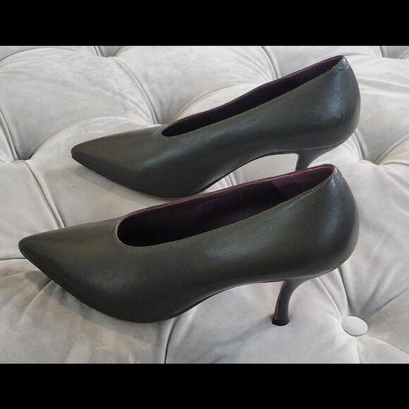 Dries Van Noten Charcoal Leather Pointed Toe Heels Womens Shoes 37 7 Italy $795 - Picture 4 of 15